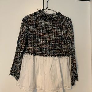 Tweed patched blouse